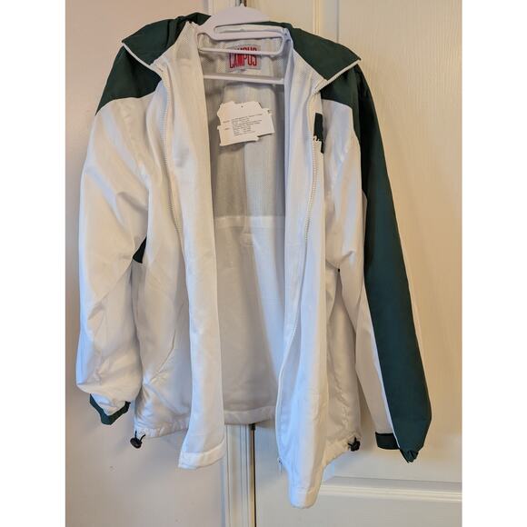 LaSalle Men's Windbreaker Sz XL. White/Green. Rain Hood folded in collar. NWT. - Picture 6 of 10